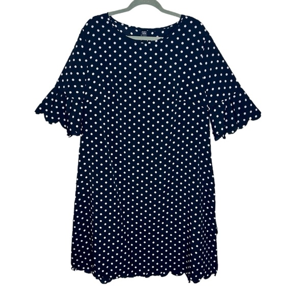 NWT Emery Rose SHEIN Polka Dot Black & White Scallop Trim Tunic Dress Size 2XL - Picture 2 of 10